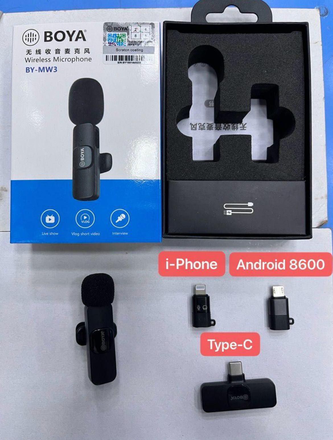 BOYA BY-MW3 Wireless Dual Mic For Android / Type C / IPhone